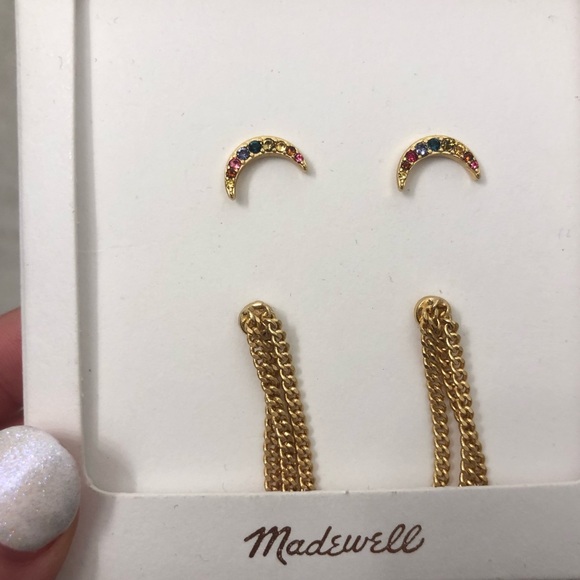 NWT Rainbow and Gold Toned Madewell Earring Set - Picture 2 of 4